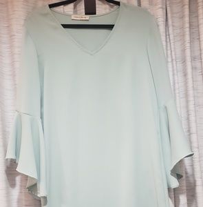 Seafoam green bell sleeve shirt dress